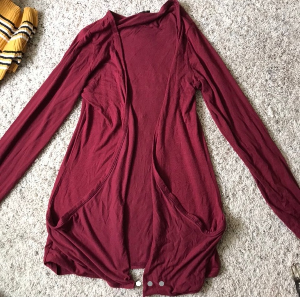Red cardigan